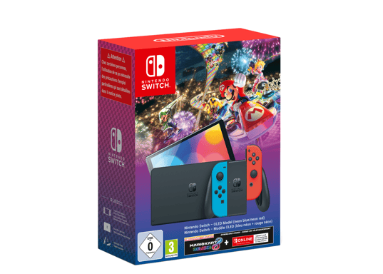 Nintendo – Switch OLED Neon + Mario Kart 8 Deluxe im Paket